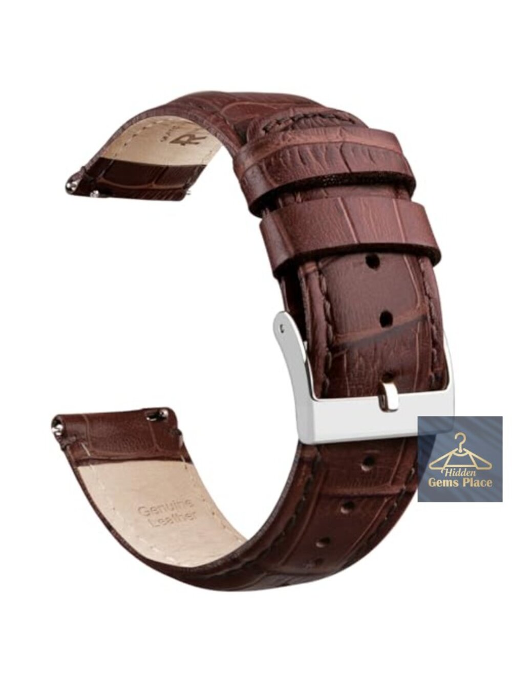 Genuine Leather Quick Release Watch Band, Cowhide Strap for Samsung Galaxy